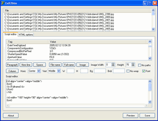 Converts EXIF metadata taken from photo files to nice HTML tables or TXT files.